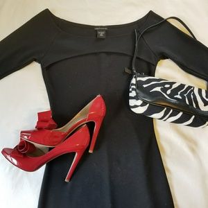 Moda Intl Fitted Black Midi Dress